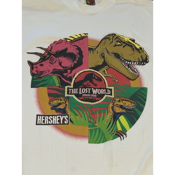 Vintage 1997 Jurassic Park The Lost‎ World Hershey's Promo T Shirt Size XL White - Picture 2 of 4